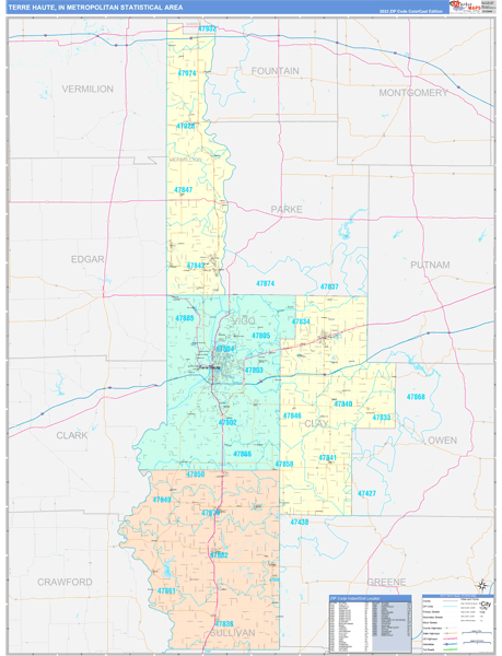 Terre Haute Metro Area Wall Map